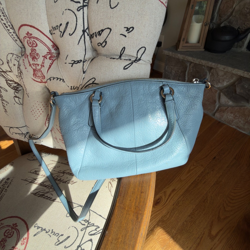 Coach Chelsea Small Satchel Light Blue Pebbled Leather Crossbody Bag F57563 - Picture 9 of 9